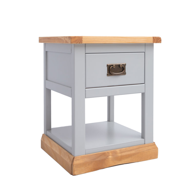 Espinosa 45 cm W Bedside Table, Grey/Oak