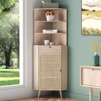 Recycled Teak Wood Lumbrera Vertical Bathroom Linen Cabinet with 1