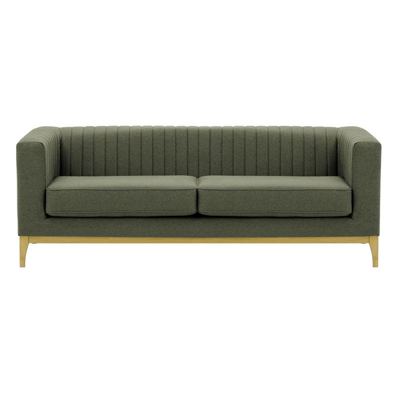Bomia 3 Seater Sofa, Grey Polyester, Gold, 72cm x 201cm W x 83cm D