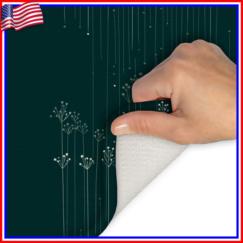 Tapis de bain Wildflowers, Simple - L 24 po x l 17 po, Motif floral vert
