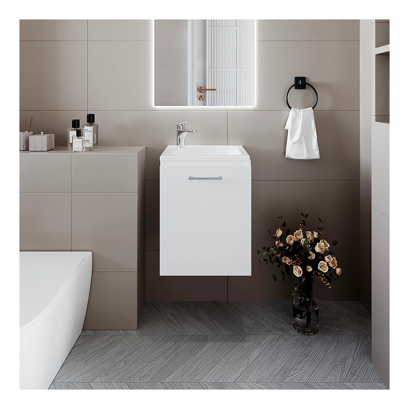 Meuble-lavabo avec lavabo et robinet intégrés, Blanc