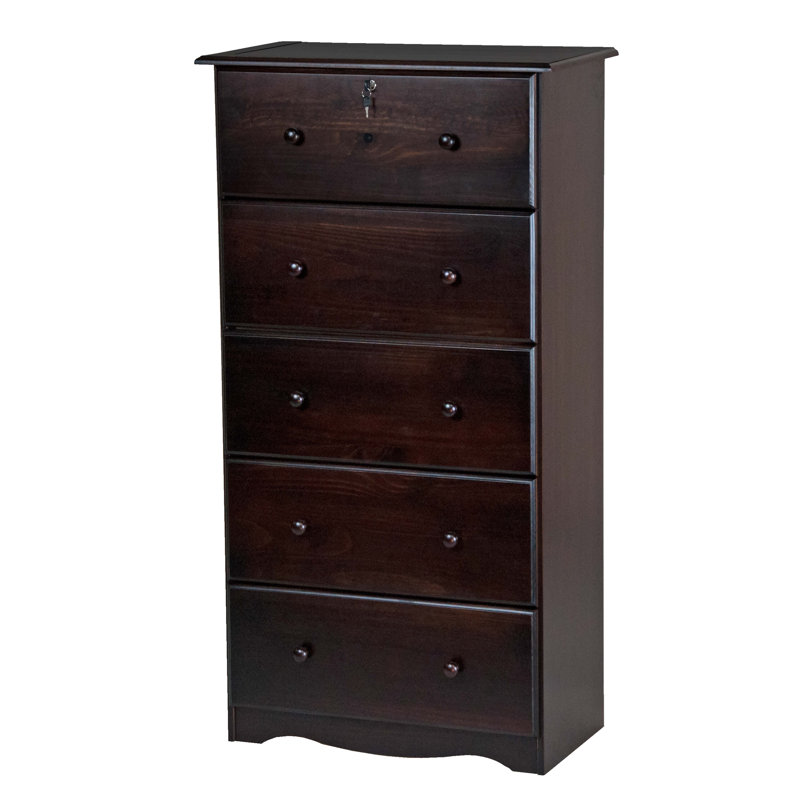 Commode 5 tiroirs avec serrure Gallashaw, Café