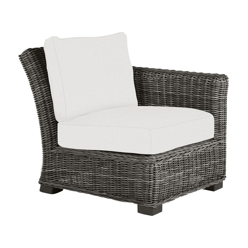 Canapé modulaire rustique tissé à droite - gris ardoise, Gris ardoise, Pas de soudure, Lin marine