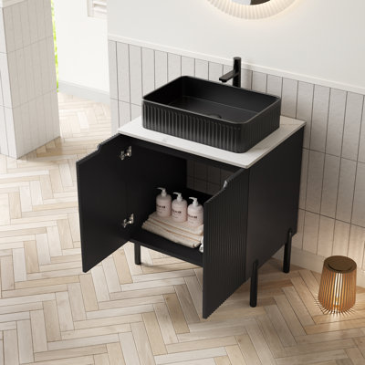 Meuble-lavabo moderne avec lavabo robuste, armoire en bois noir pour la maison