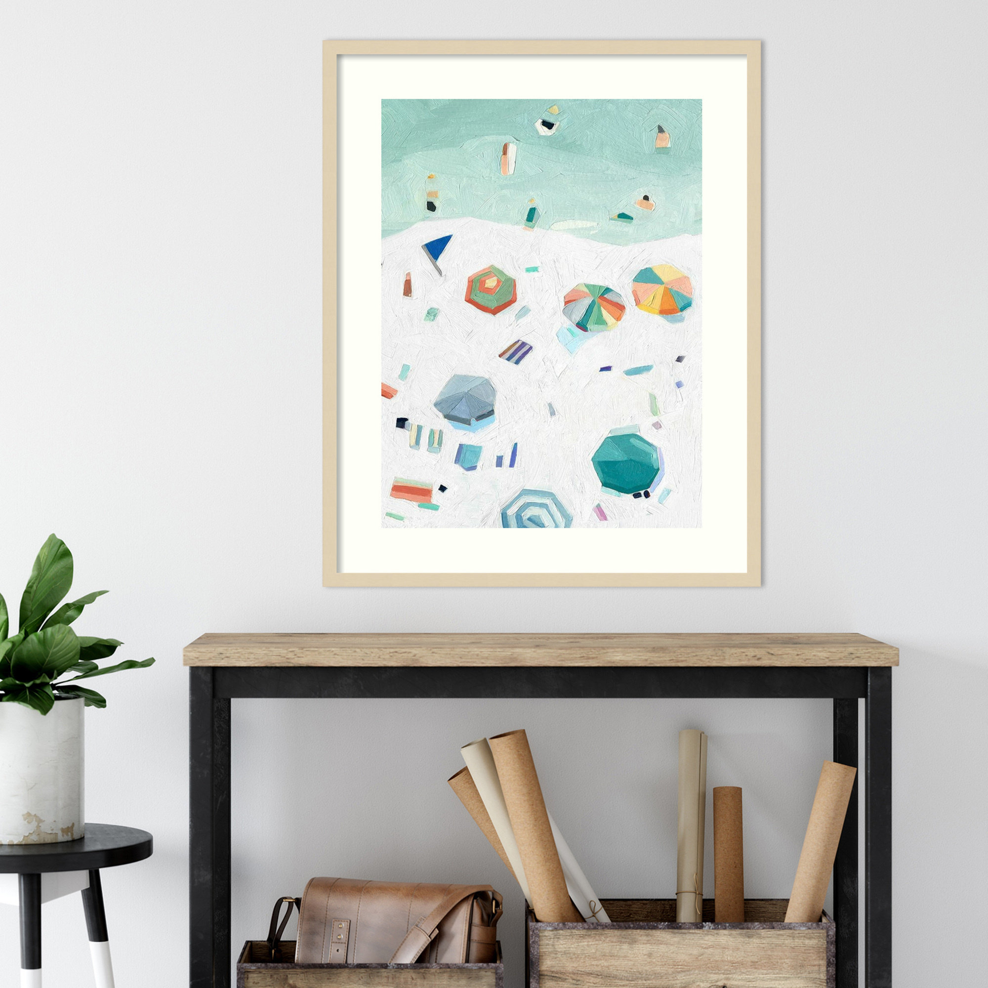 Beach Vista II by Emma Scarvey, Natural Framed Paper, 29" H x 23" W