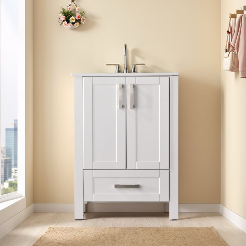 24'' Matte White Modern Free-standing Single Bathroom Vanity Set