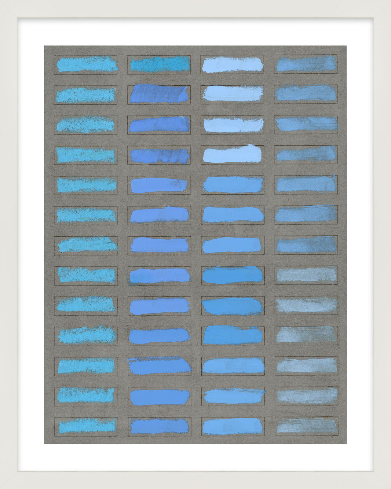 The Blues 1 by Jacques Pilon, White Framed, 25" H x 20" W x 1.25" D