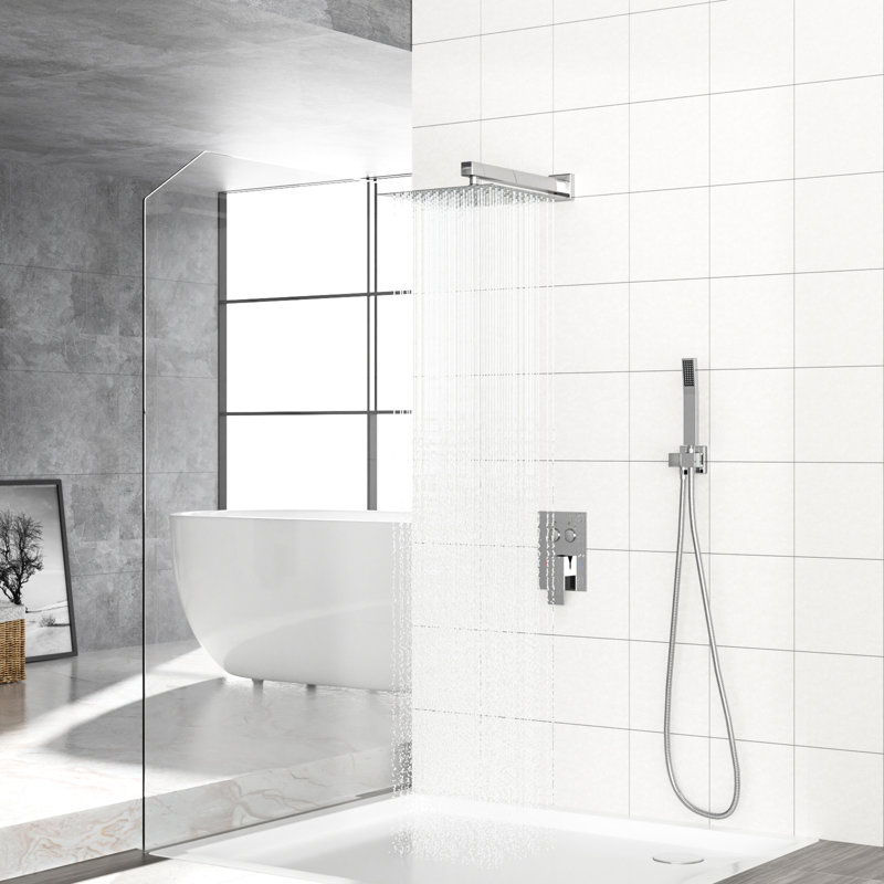 Douche carrée murale avec double soupape de tête de 10 pouces -