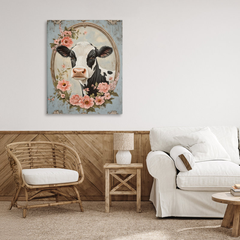 Portrait de vache Peachy, conception par Petal Prints Design, H 30 po x l 24 po