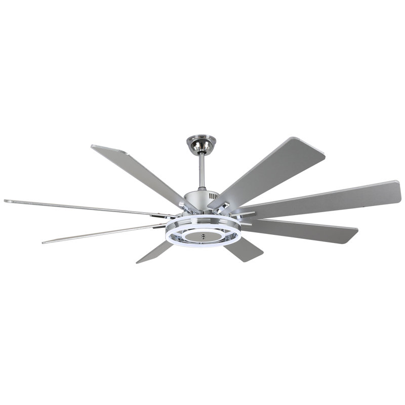 Ventilateur de plafond chromé moderne 72 po avec lumières et télécommande Nimbella, Chrome