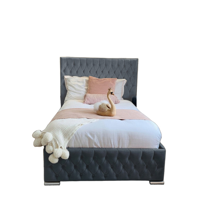 Tharpe Upholstered Bed Frame   , Single (3'), Charcoal
