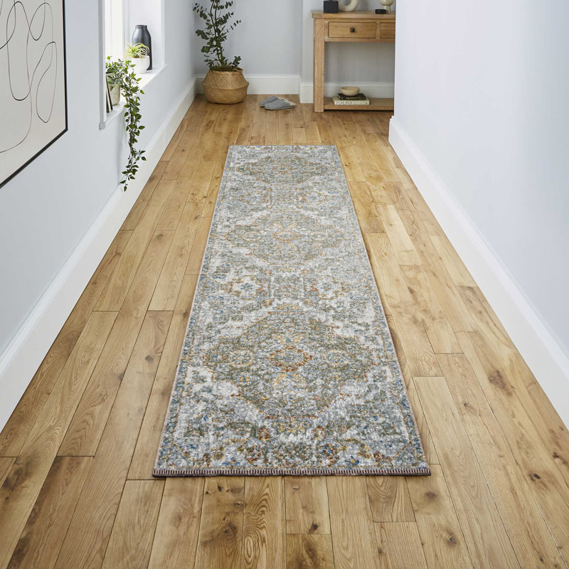 Macknair Bohemian Medallion Low-Pile Machine-Washable Cream/Brown/Green Rug, Runner 2' x 7'10"