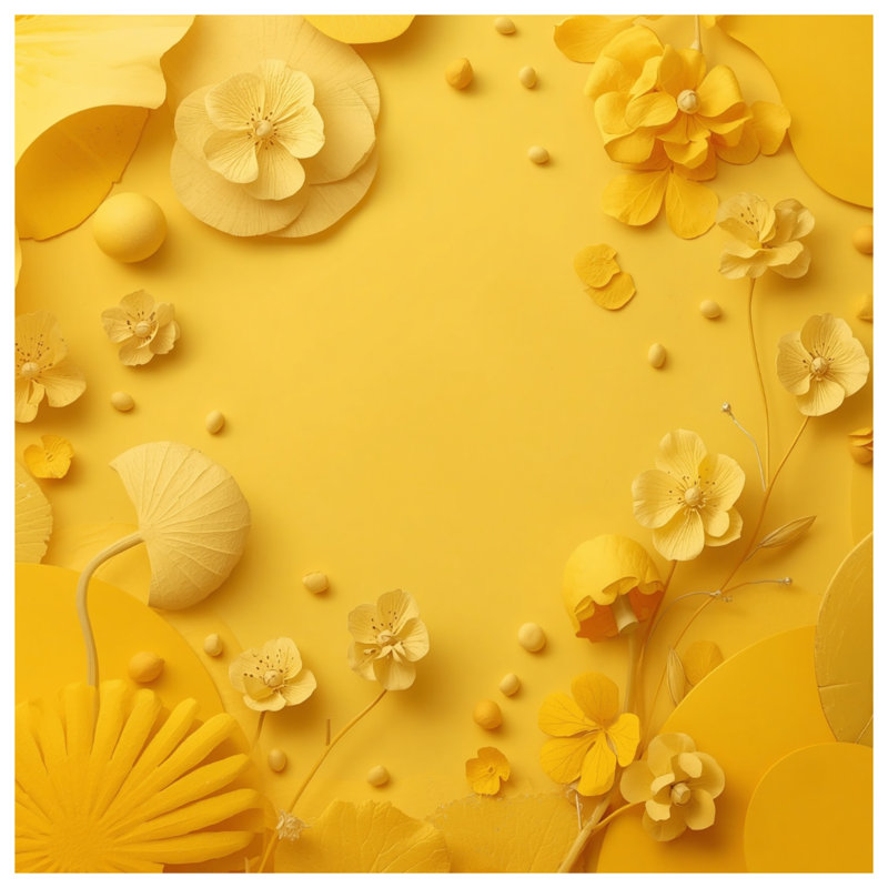 Yellow Paper Flowers Shower Curtains Extra Long, 70in W x 72in H