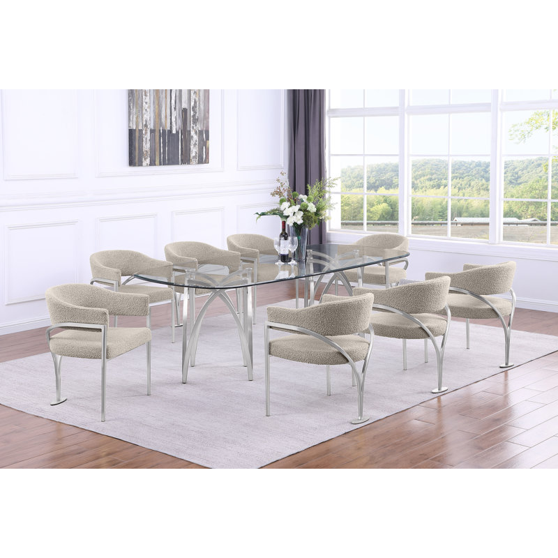 Grandeur Tempered Glass Dining Set, Gray, Silver