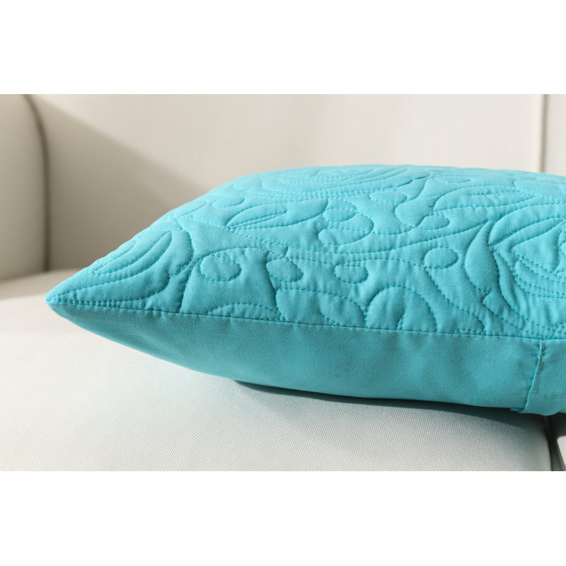 Embroidered Indoor/Outdoor Pillow Cover, Teal