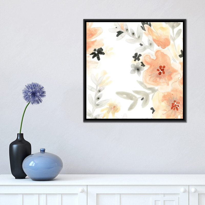 « rosé jardin ii », reproduction sur toile, H 18 po x l 18 po x P 1,5 po, Toile tendue, Pas de tapis