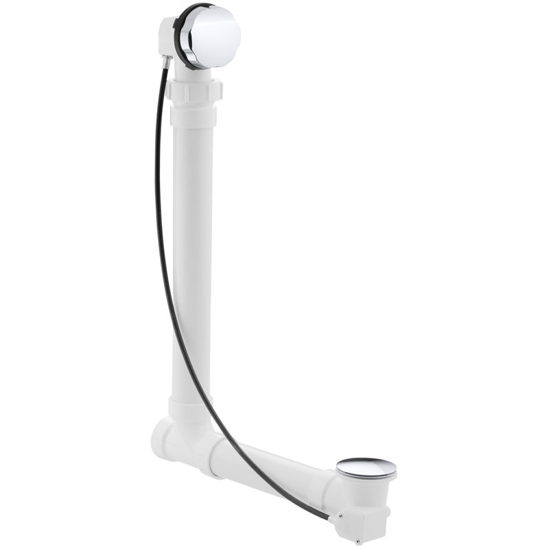 Clearflo Cable Bath Leg Tub Drain with Overflow, Polished Chrome