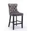 Chaises de bar modernes en velours de style Mid-Century avec capitonnage à boutons, pieds en bois massif, coussin en mousse à haute élasticité, hauteur réglable, de 2, revêtement de luxe gris, tissu, 2 rivets décoratifs gris-1779962095