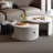 Round Nesting Coffee Table Set With 2 Storable Stools, Sintered Stone Coffee Table