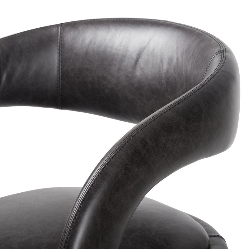 Hawkins Standard Upholstered Arm Chair, Sonoma Black Genuine Leather