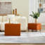 Table moderne en cuir selle MDF orange moderne - deux tailles compactes, parfaites pour le décor du salon et l'utilisation quotidienne-2070174249