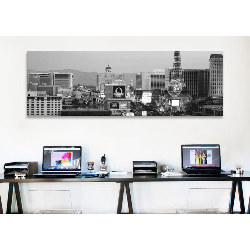 « las vegas horizon cityscape », reproduction de photo sur toile en gris, H 16 po x l 48 po x P 1,5 po, Toile tendue