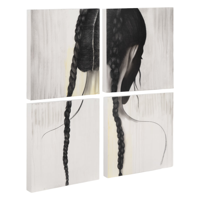 79X79, Set Of 4 Hand Painted Double Braided Girl, Multi