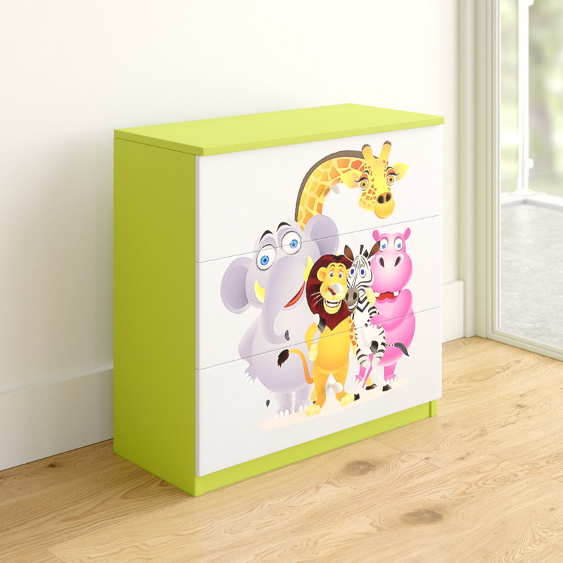 Cicero Kids 3 - Drawer Chest, Green/White