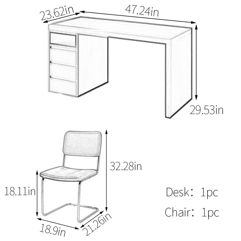 Bureau en bois massif avec tiroirs