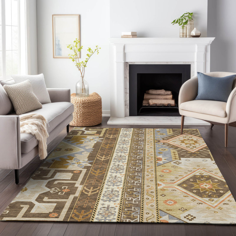 Tapis d'intérieur / extérieur lavable brun Solara , 5 pi x 7 pi 6 po