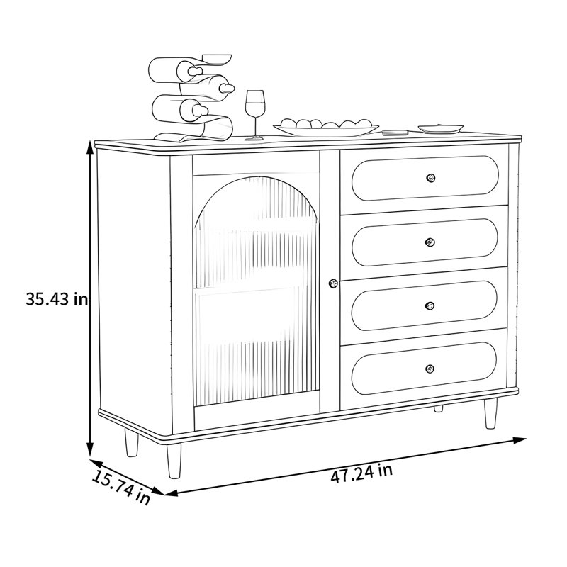 Buffet de rangement de style Middle Middle, Noir