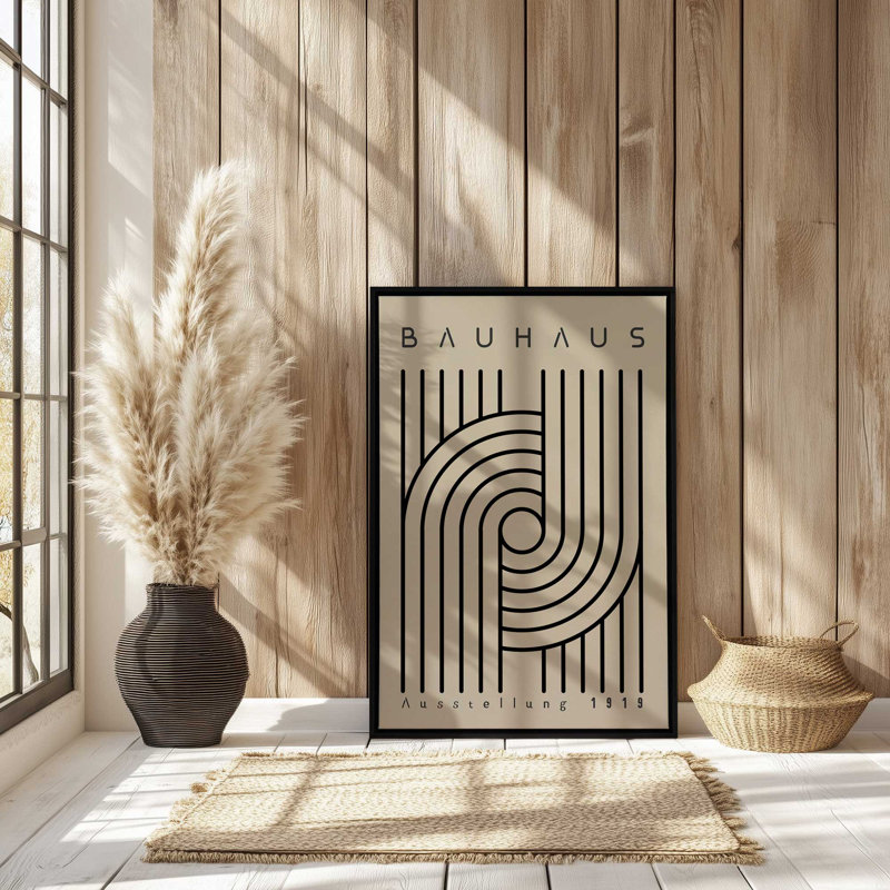 Impression sur toile monochrome Bauhaus Curves, Reproduction encadrée sans passe-partout, H 18,75 po x l 12,75 po