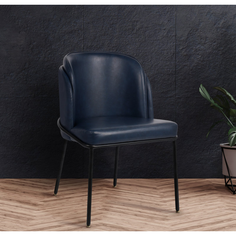 Jagger Faux Leather Dining Chair, Set Of 2, Navy Vegan Leather
