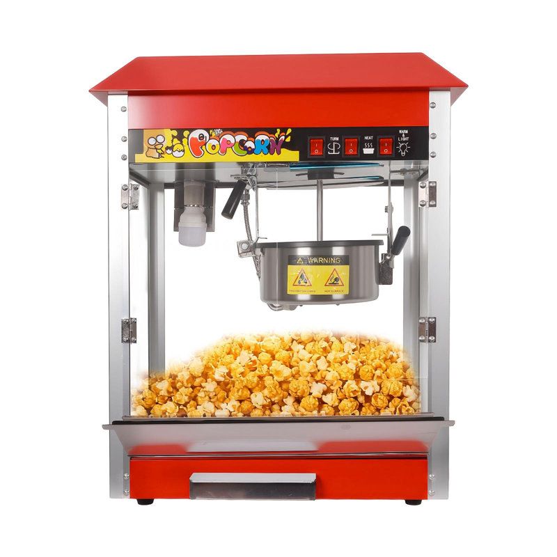 Machine à maïs soufflé de 1500 W avec bouilloire de 12 onces pouvant contenir jusqu'à 50 tasses, machine à maïs soufflé de comptoir commerciale, commande à 3 interrupteurs pour la fabrication rapide de maïs soufflé de cinéma de 3 à 5 minutes, acier inoxydable