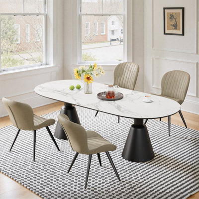 Chaises de salle à manger modernes, chaises de cuisine rembourrées en tissu Tech avec dossier incurvé, chaises de salle à manger confortables pour les repas en famille et les invités