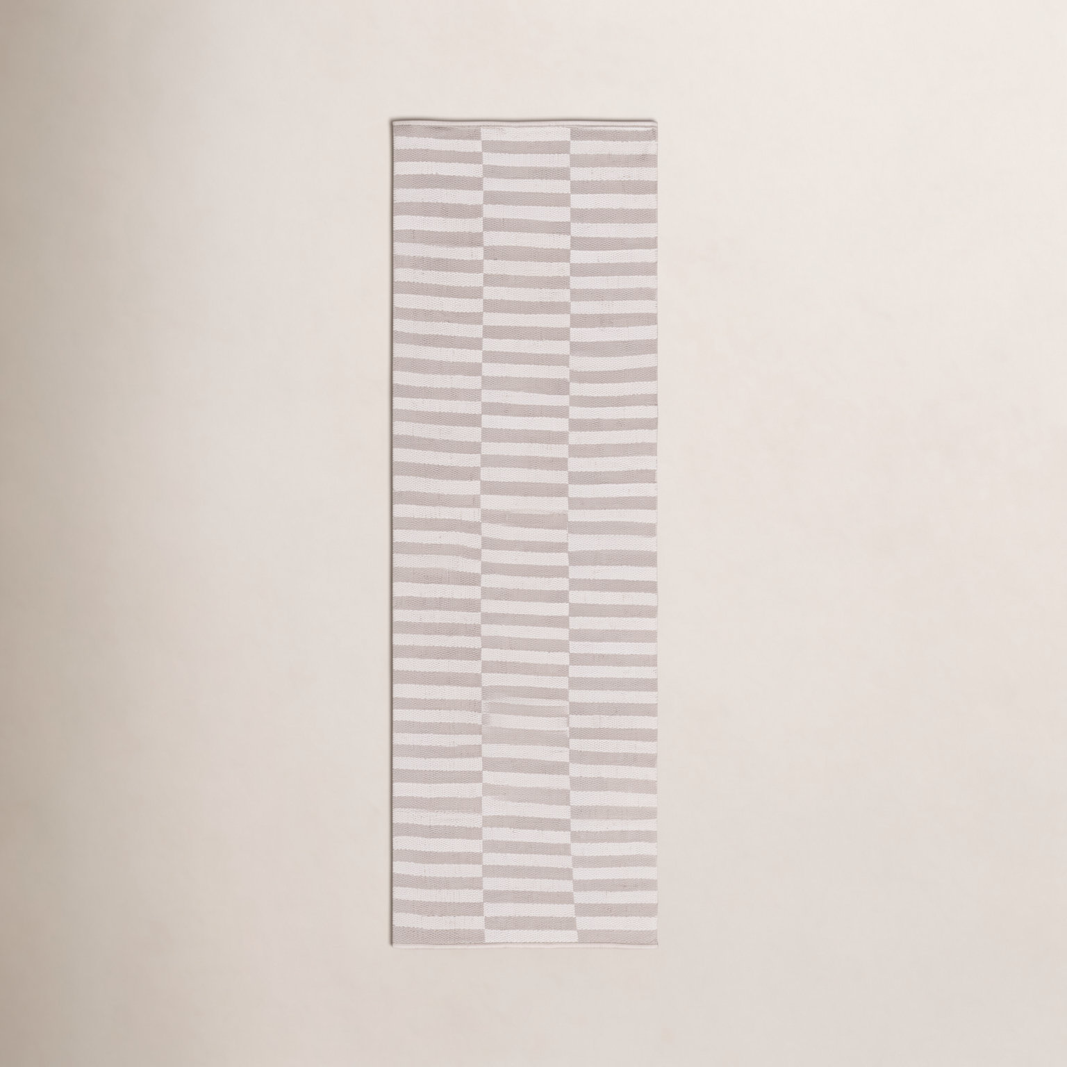 Ilona Striped Hand Loomed Cotton Area Rug in Ivory/Light Gray, Runner 2'3" x 7'