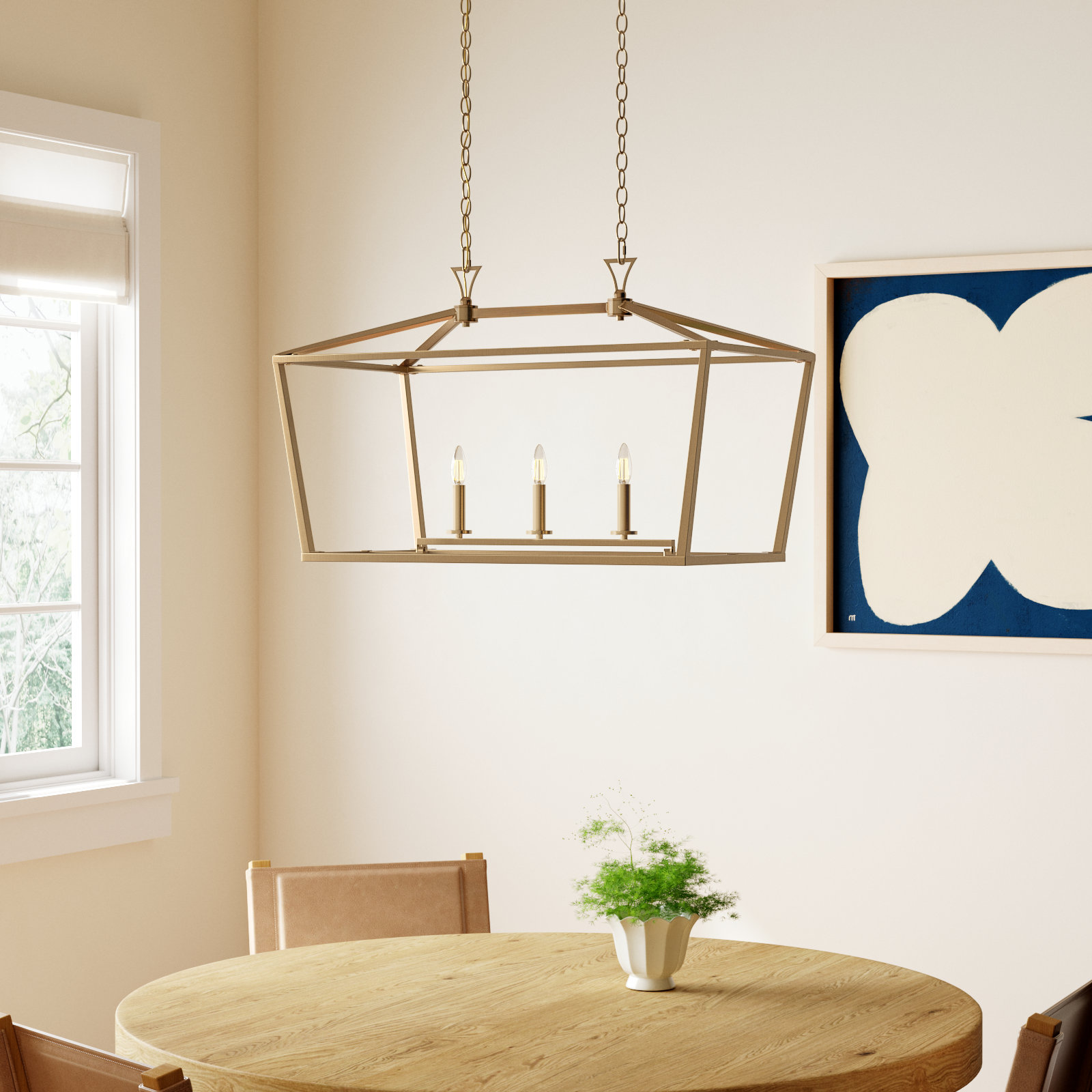 Hastings 3 - Light Kitchen Island Linear Pendant, Warm Brass