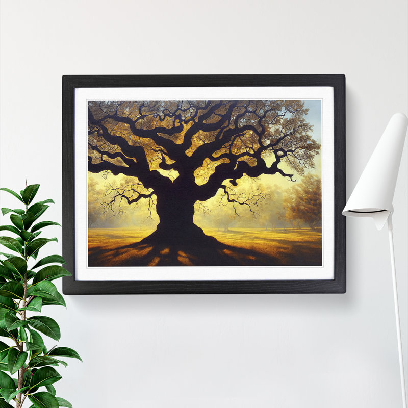 Tantalising Oak Tree - Single Picture Frame Print, Black, 25cm H x 34cm W x 2cm D