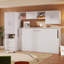 Murphy Bed with Open Shelves and Storage Drawers,Built-in Wardrobe and Table