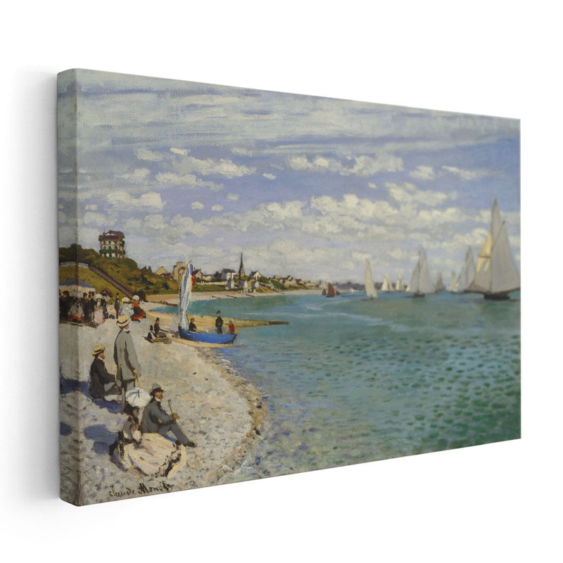 Regatta at Sainte-Adresse, 1867 - reproduction d'art sur toile, H 40 po x l 60 po