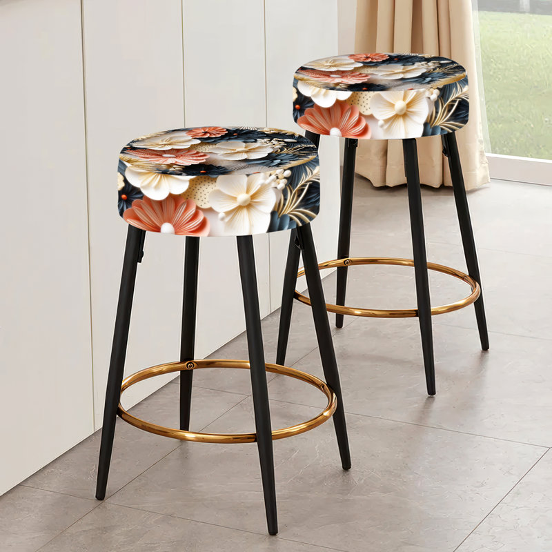 Sable et coquillages, motif tropical - ensemble de 2 tabourets de bar tropicaux