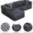 105" L-Shaped Modular Compression In Gray, Construction, Right Chaise For Living Room, Bedroom, Apartment. Safe Spring- Design, No Metal, & Pet . Comfortable High Foam Adapts To Posture, Cloud-Like-575796395-575796398