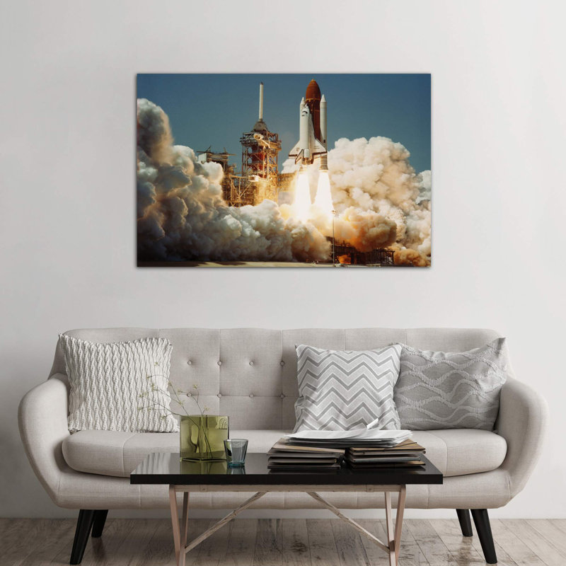 Space Shuttle Challenger Lift Off (1983) - No Frame Print on Canvas, 101.6 cm H x 66.04 cm W x 3.175 cm D, Wrapped Canvas