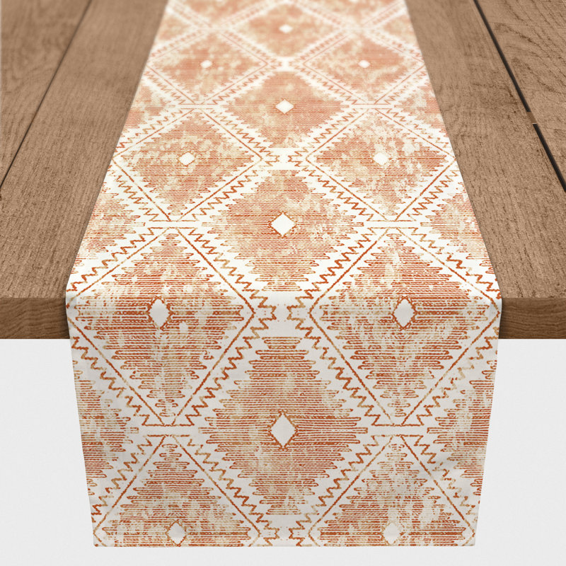 Karmele Rectangle Ikat Polyester Table Runner, 90" x 16"