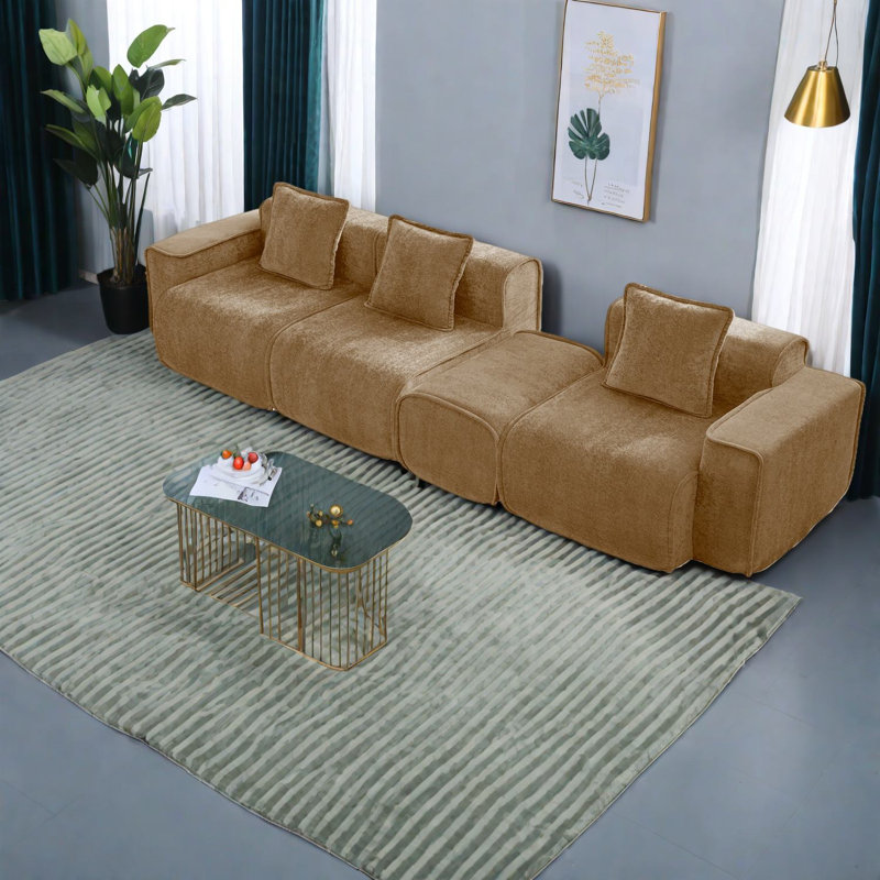 Canapé modulaire en L avec repose-pieds 3 places Contemporary