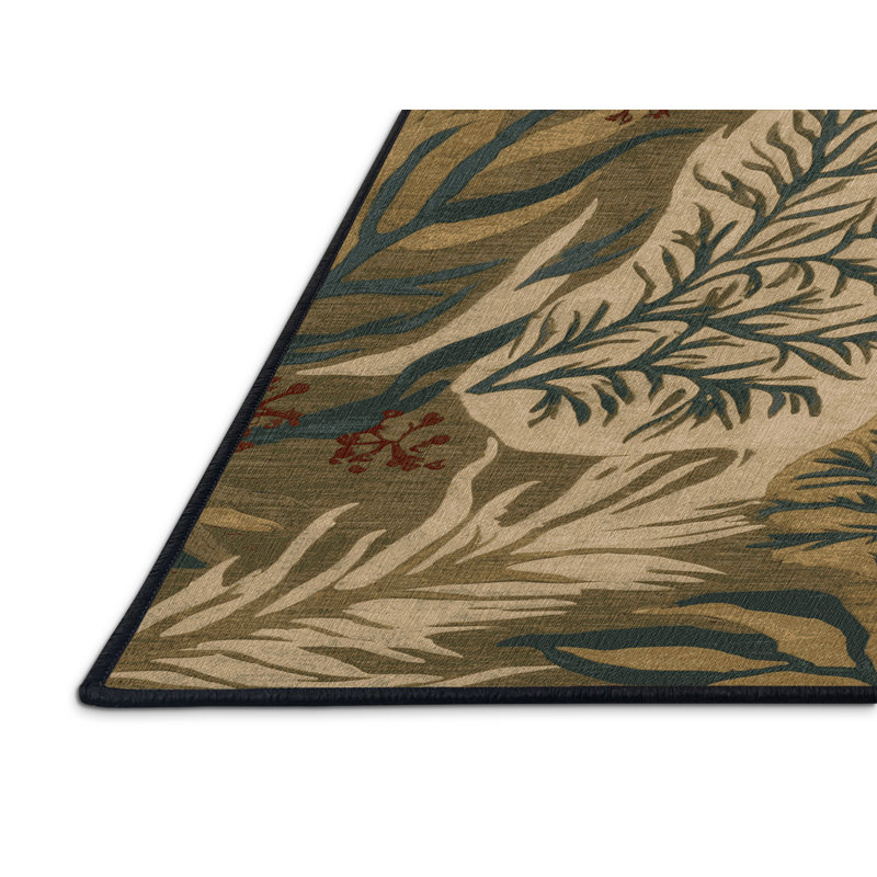 Machine Washable Nature Brown Area Rug, Square 4'