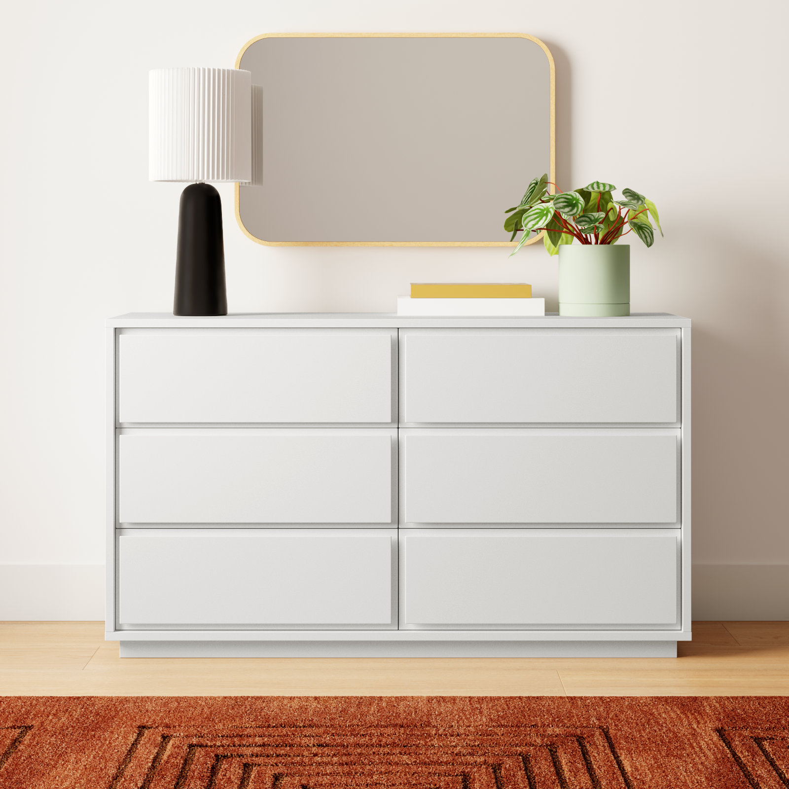 Carson Fully Assembled 6-Drawer Sideboard, White