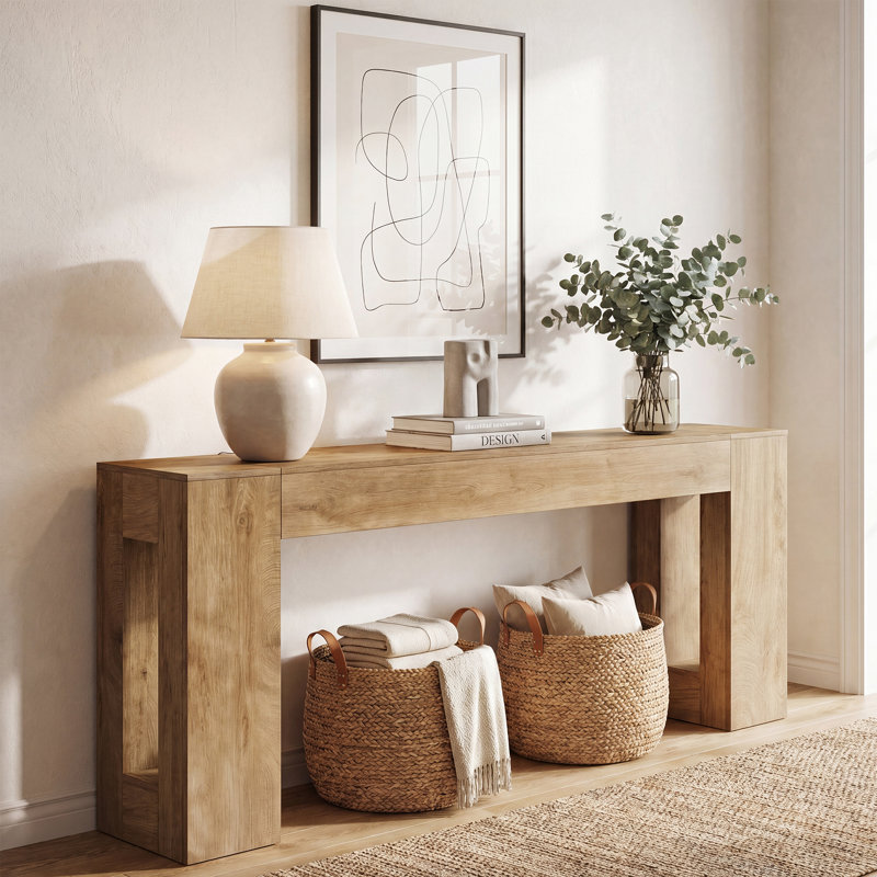 78.74" Extra Long Console Table for Entryway, Light Brown