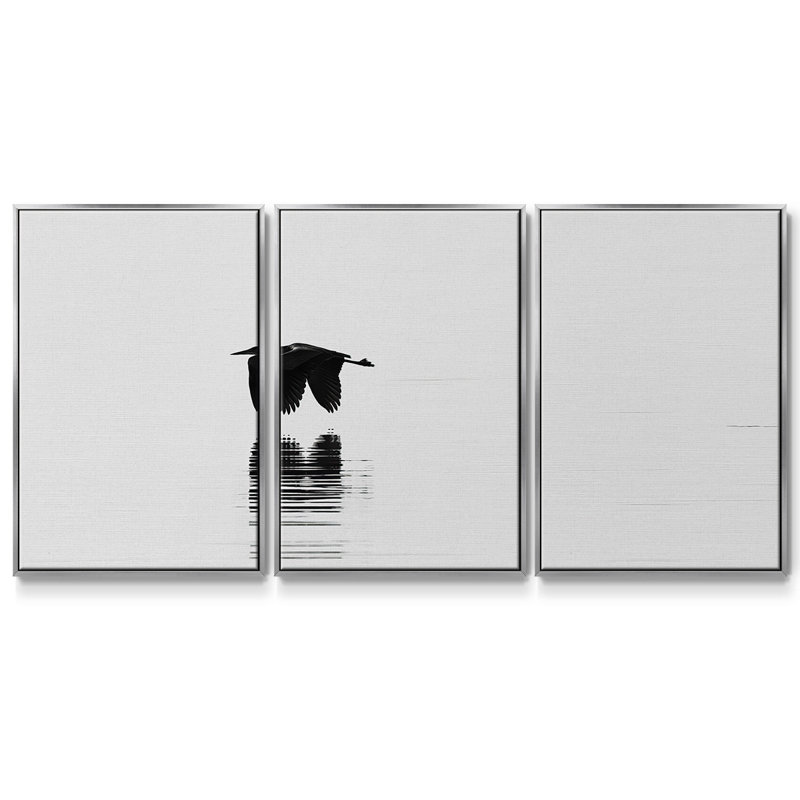 Vol - Toile encadrée multi-pièces, H 36 po x l 75 po x P 2 po, Argenté