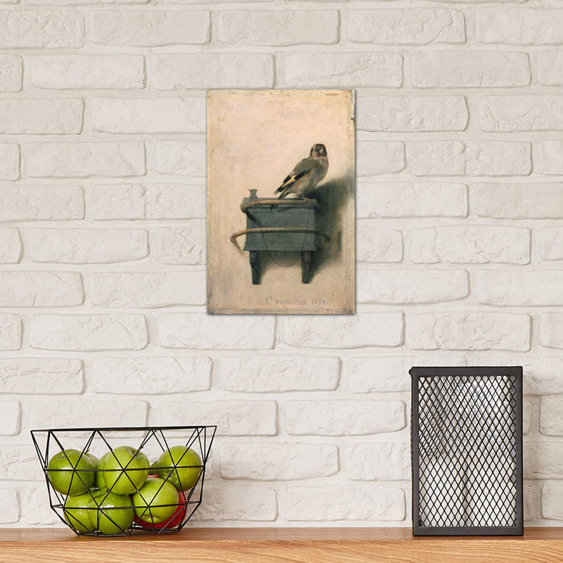 The Goldfinch, 1654 by Carel Fabritius - Painting on Canvas, No Frame, 66.04 cm H x 45.72 cm W x 1.91 cm D